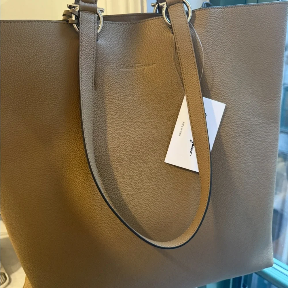 Salvatore Ferragamo Olive Tote Bag with Double Straps